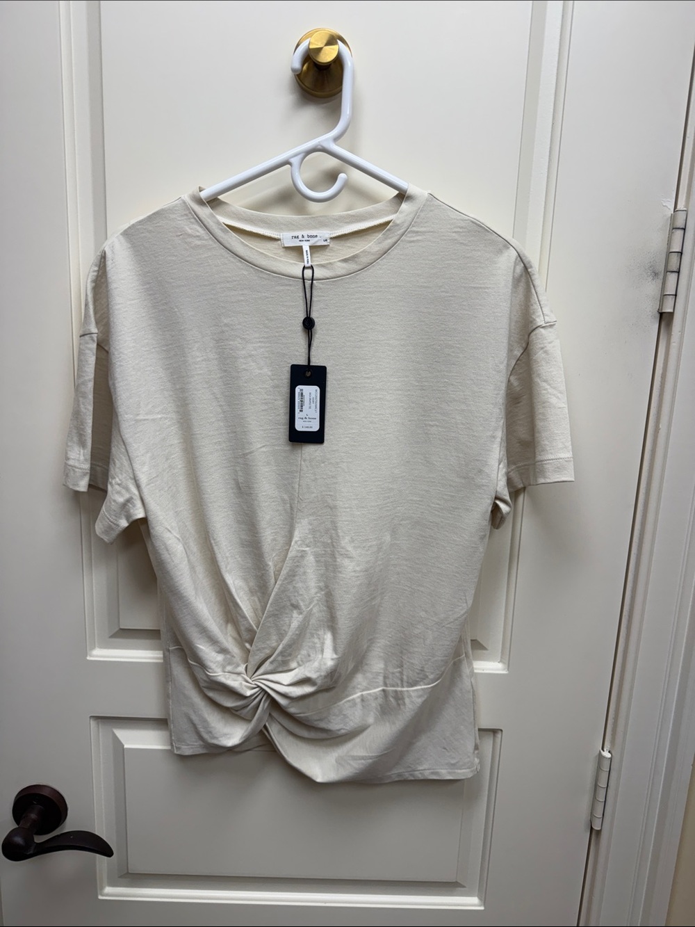 rag & bone Neutral Twist-Front Short Sleeve Tee
